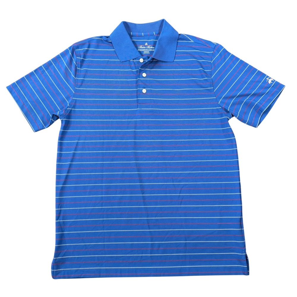 Brooks Brothers Mens Performance Series Blue Striped Polo Shirt Size M